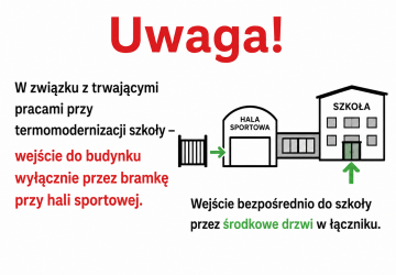Uwaga! Zmiana wejścia do szkoły!