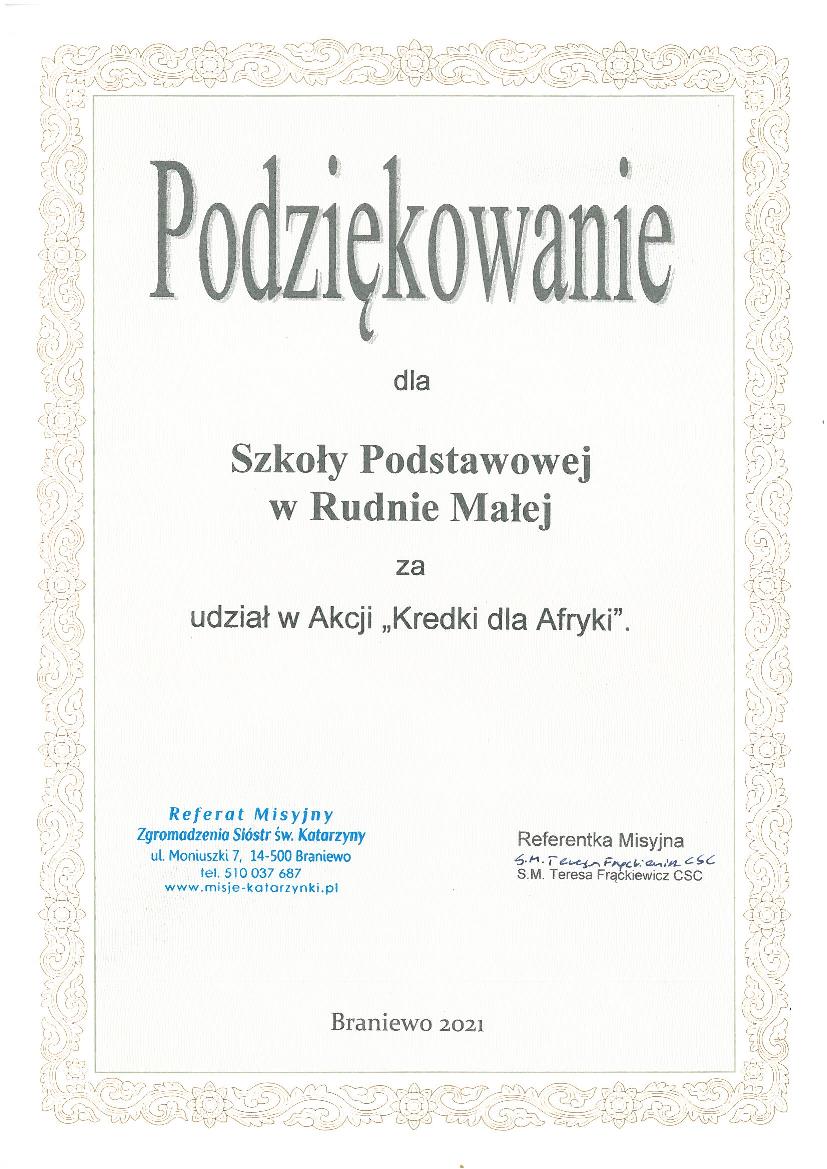 Podziękowania z Afryki!